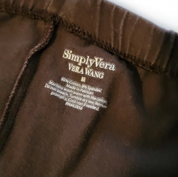 Simply Vera Vera Wang Brown Leggings Size Medium - Picture 2 of 5